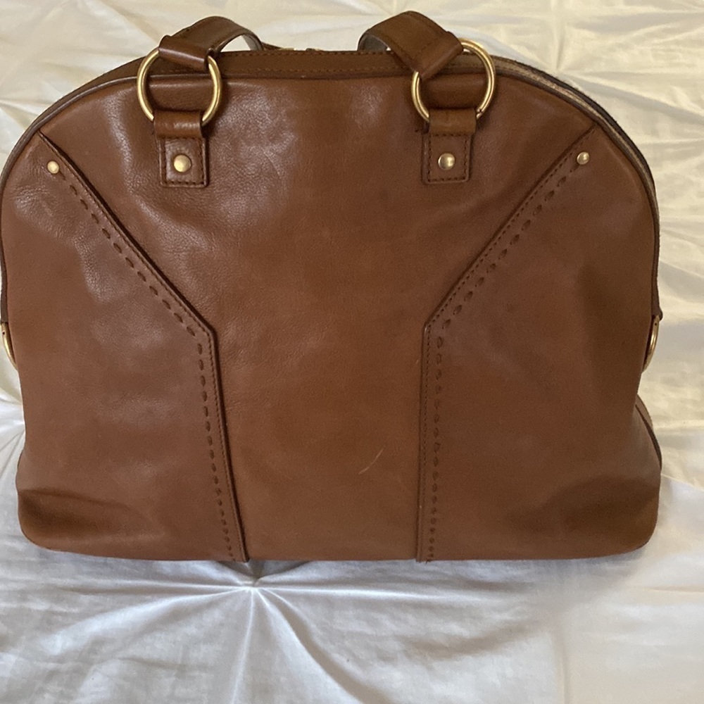 YSL Yves Saint Laurent Rive Gauche Tan Leather XL Muse Handbag - Picture 5 of 16